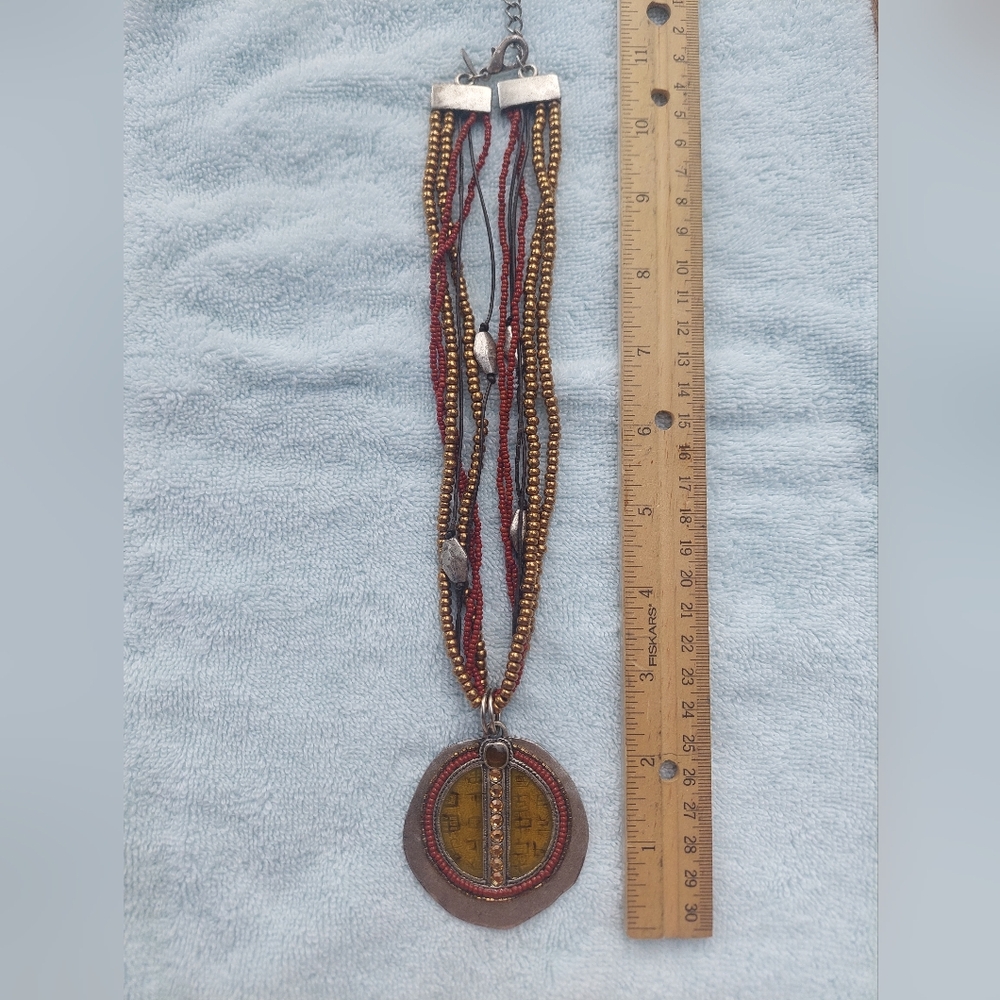 Vintage Chicos Statement Necklace Folk Art Multistrand Adjustable Silver - Picture 6 of 9